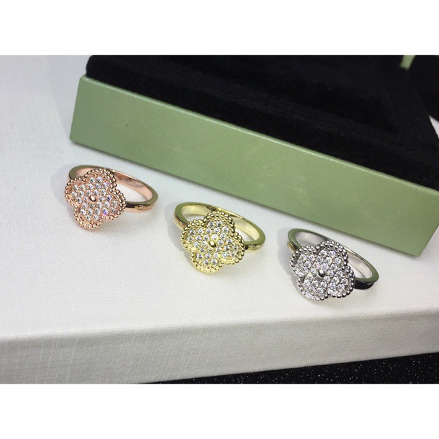 New Van Cleef & Arpels four-leaf clover ring s925 silver woman ring diamond wedding ring