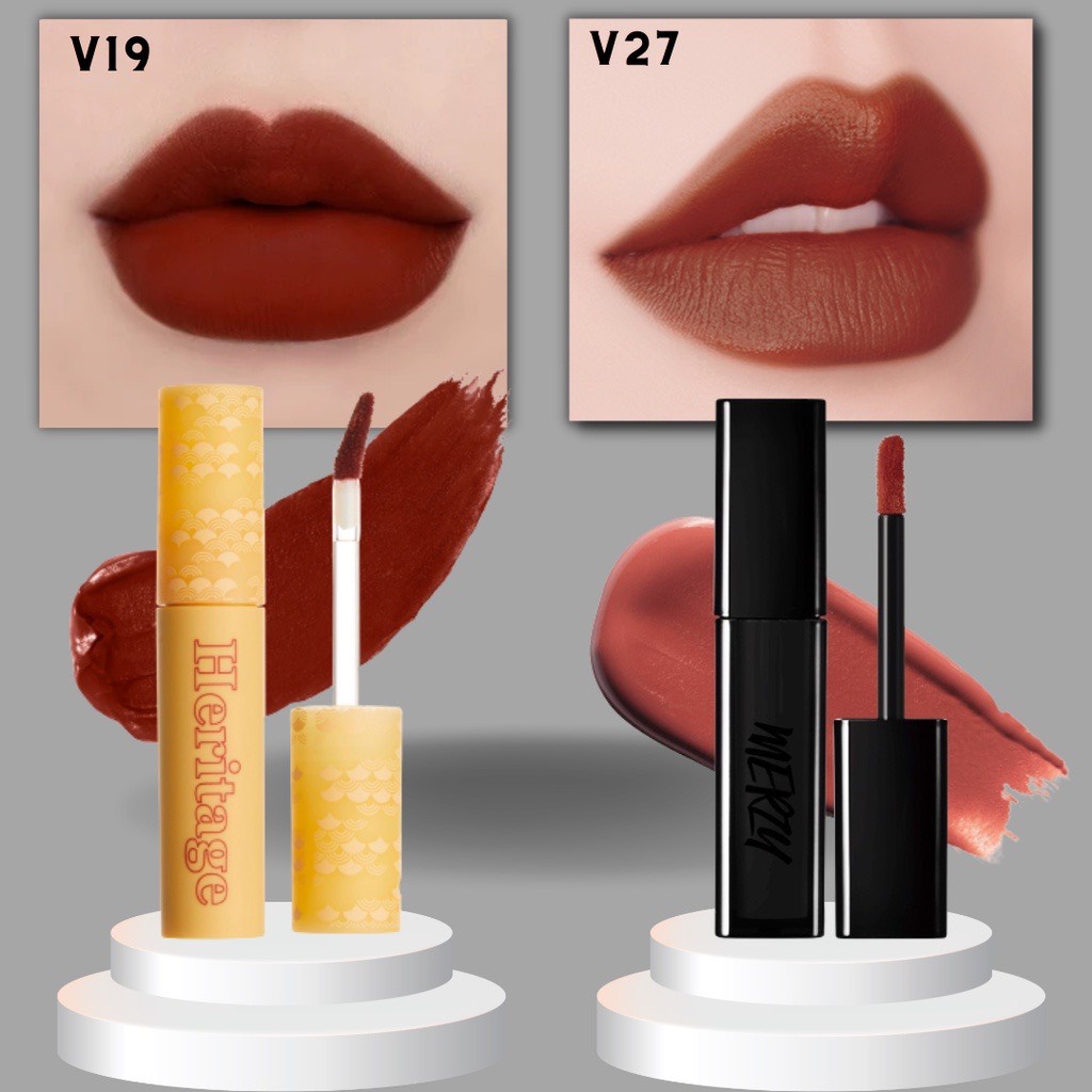 Combo Son Kem Lì Merzy Noir Velvet Tint 4g + Son Kem Lì Merzy The Heritage Velvet Tint 4.5g