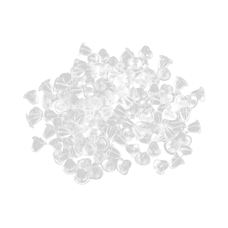 Set 100 Nút Chốt Khuyên Tai Bằng Cao Su Mềm Trong Suốt Thời Trang