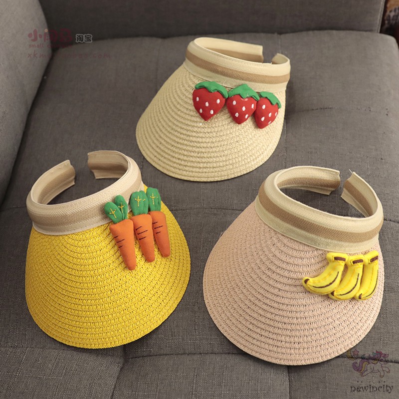 Mũ Lưỡi Trai Kiểu Hở Nửa Đầu Họa Tiết Trái Cây Hoạt Hình Phong Cách Hàn Quốc Thoải Mái Cho Bé