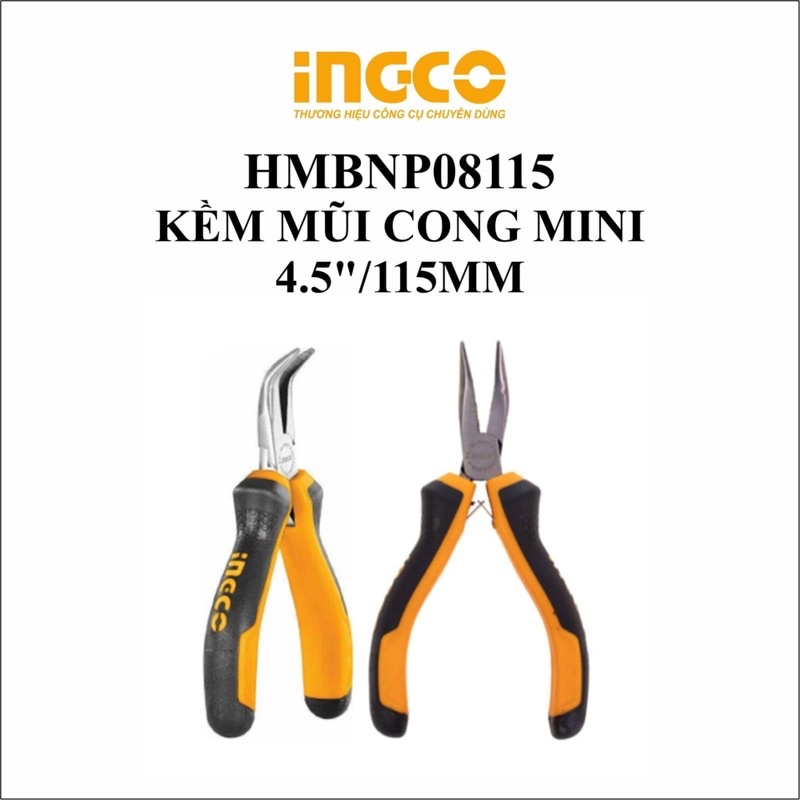 ĐỒ NGHỀ INGCO Kềm mũi cong mini 4.5"/115mm HMBNP08115