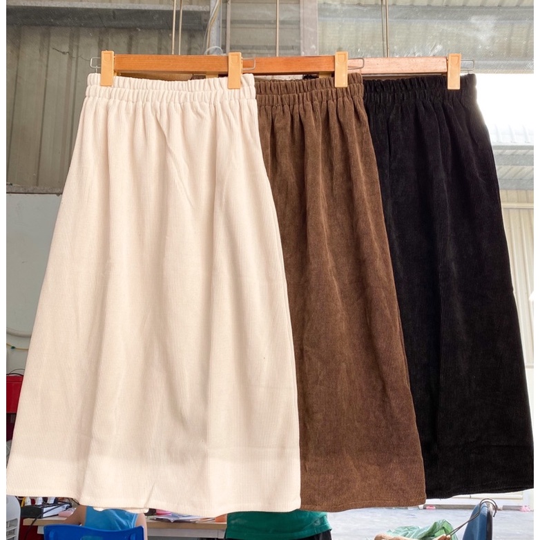 Chân váy dài nhung tăm free size cạp chun dễ mặc lên dáng siêu xinh