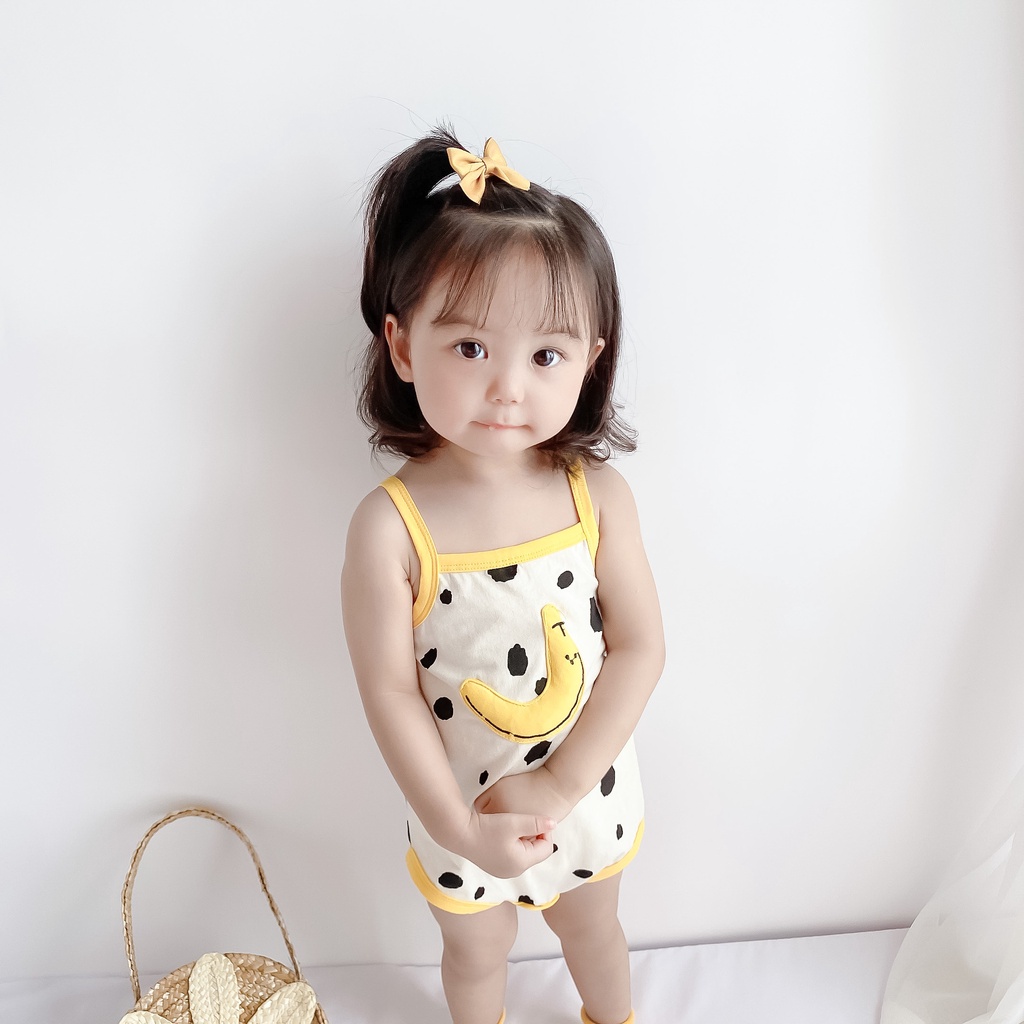 Áo Liền Quần Không Tay Họa Tiết Trái Chuối Thời Trang Mùa Hè cho bé 0-2 Tuổi