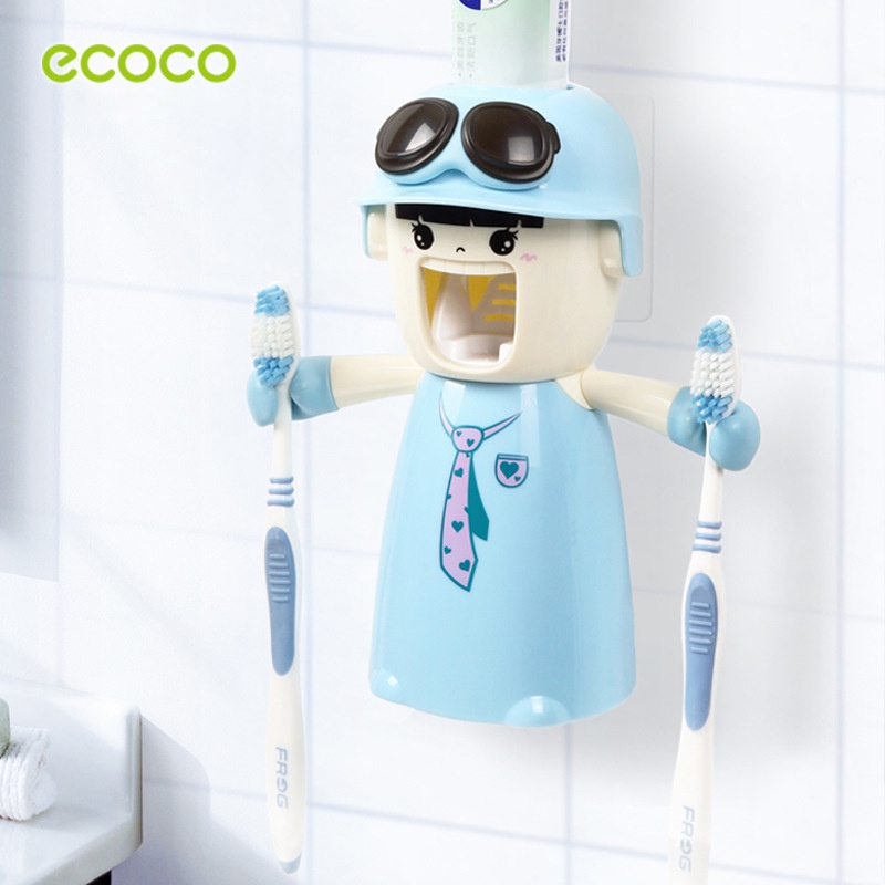 Kệ bàn chải, hộp nhả kem tự động và cốc đánh răng 3 trong 1 dành cho trẻ em Ecoco - E1306 (đủ màu lựa chọn)