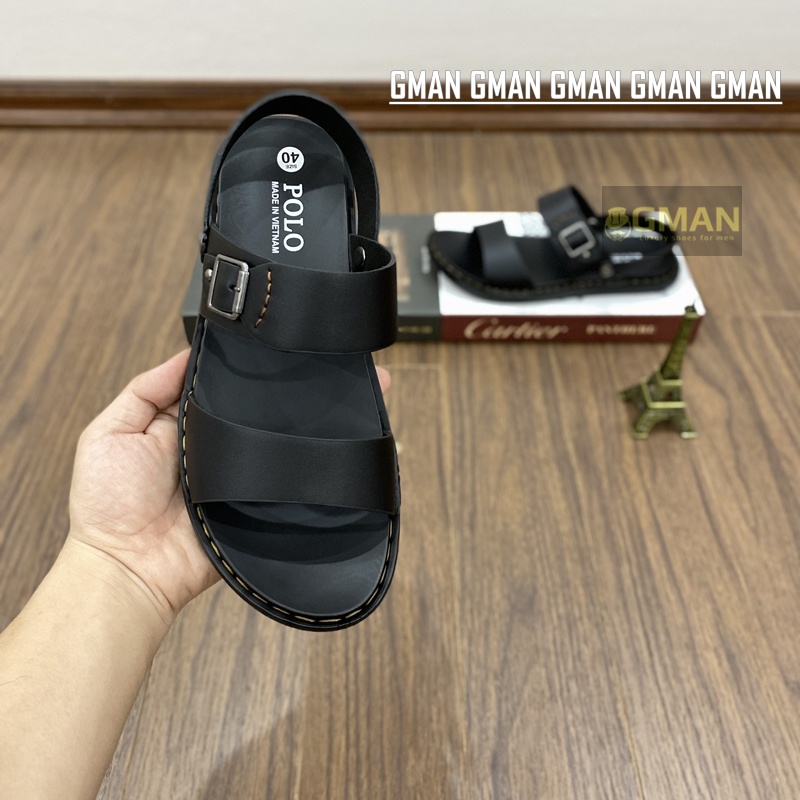 Dép da nam chất liệu da bò đế cao su khâu chỉ dù bền bỉ TK911