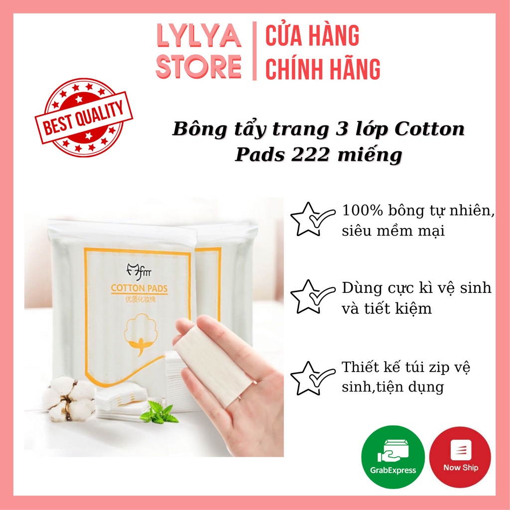 Bông tẩy trang 3 lớp Cotton Pads túi 222 miếng CPM1