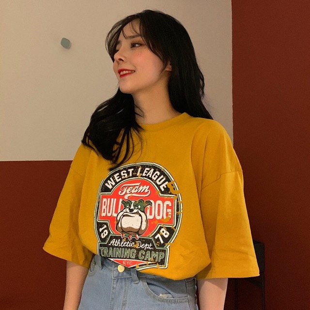 [FREESHIP] Áo Thun Tay Lỡ 💖 Form Rộng Unisex Nam Nữ 💖 Phong Cách Ulzzang Hàn Quốc TEAM BULLDOG Unisex | BigBuy360 - bigbuy360.vn