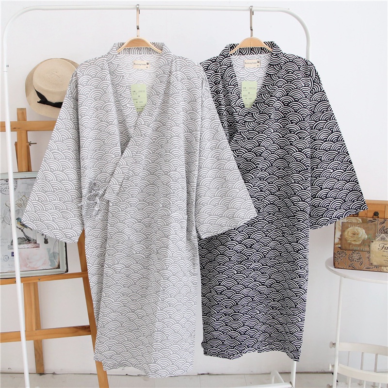 Áo Choàng Tắm Kimono Bằng Cotton Nguyên Chất Cho Nam