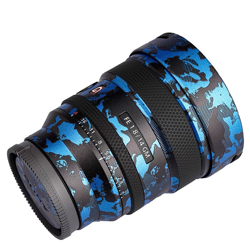 Miếng Dán Ống kính máy ảnh - Mẫu Camo blue vân nổi - Sử dụng cho tất cả dòng ống kính Nikon/ Canon/ Sony.