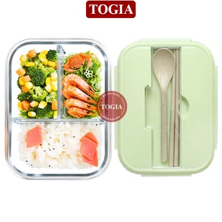 Hộp Cơm Thủy Tinh 1-2-3 Ngăn, Hộp Cơm Văn Phòng Chia Ngăn Đựng Thức Ăn Cao Cấp, Tiện Lợi Quay Được Trong Lò Vi Sóng 1 Lí