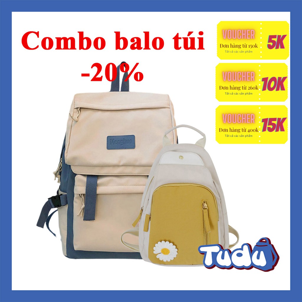 Combo Balo đi học thời trang + Balo mini nữ kết hợp túi đeo chéo siêu hot giảm giá cực shock mẫu CN171+163