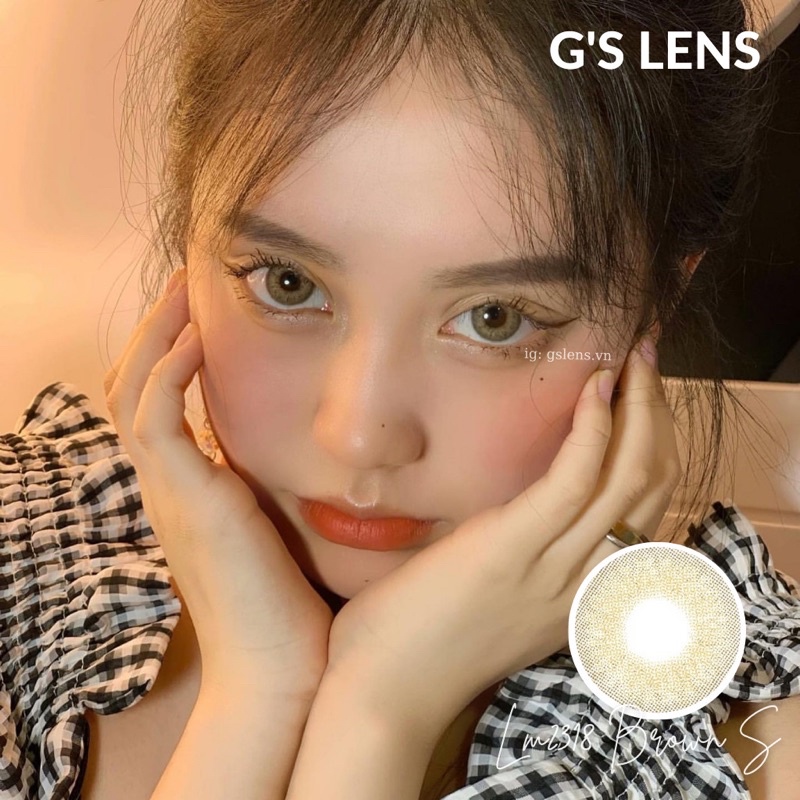 Lens Mắt Kính Áp Tròng Nâu Tây Giãn Nhẹ Size S 14.2mm Có 0 Đến 6 Độ Cận LM2318 Brown G'S LENS