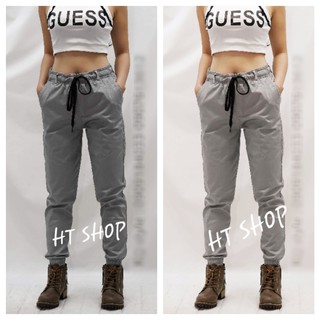 Quần jogger kaki khóa zip chân nữ
