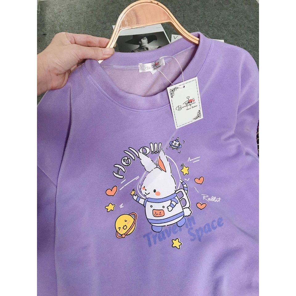Áo Sweeter Thỏ màu tím Siêu Hot chất nỉ dày mịn