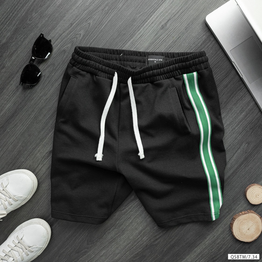 Quần short lửng nam chất liệu nỉ mịn, thân phối sọc cá tính 8659