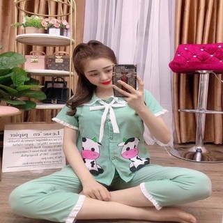 Đồ bộ nữ mặc nhà.bộ tiểu thư bò sữa kate lụa free size 40-55kg