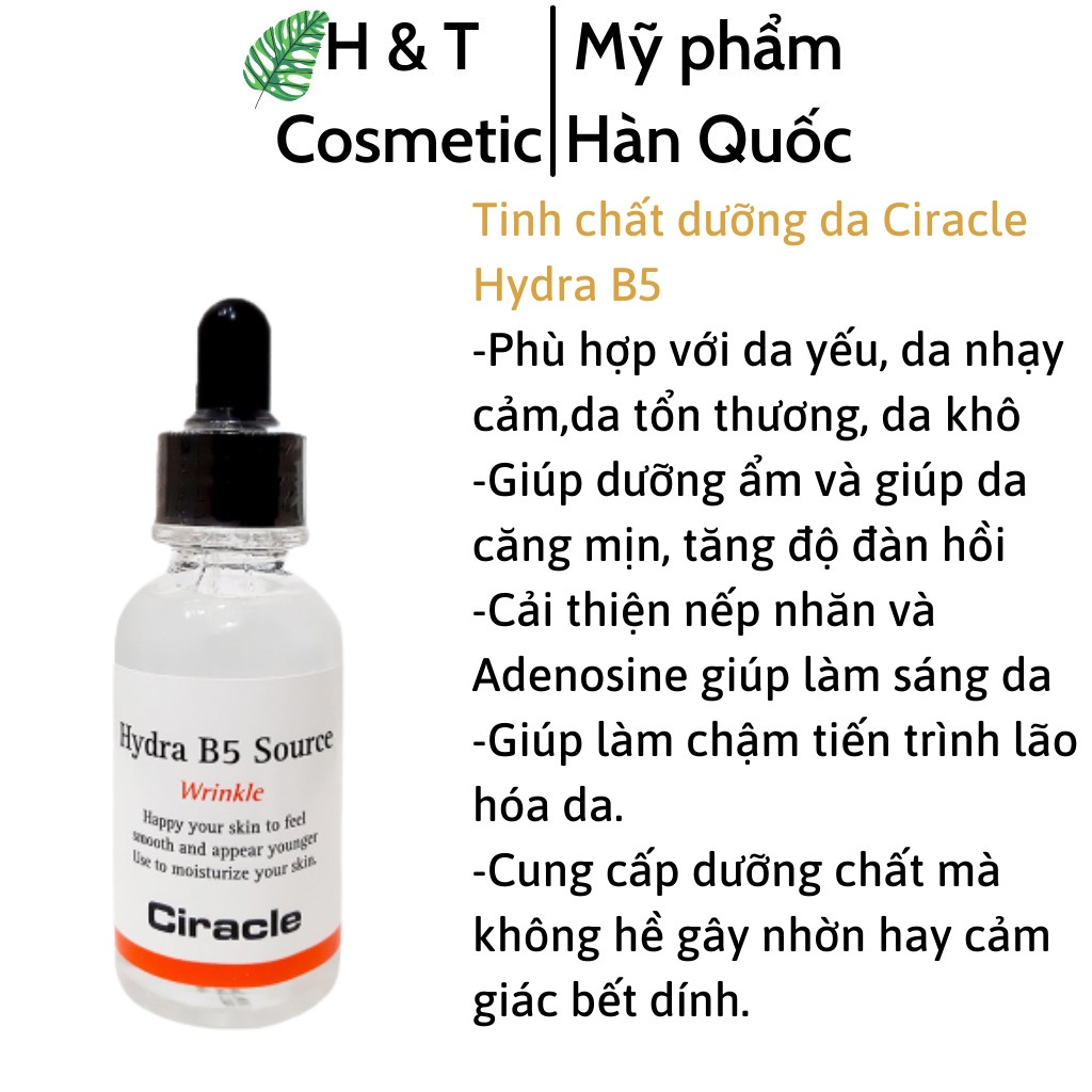 Serum cấp ẩm Hydra B5 Source CIRACLE tinh chất dưỡng da trắng sáng làm chậm quá trình lão hóa da 30ml