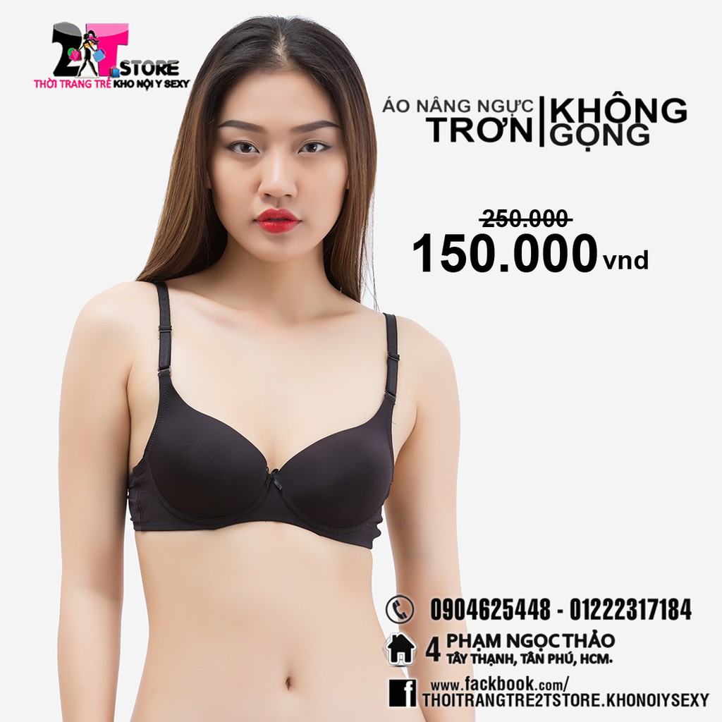 Áo Nâng Ngực Cotton Không Gọng Trơn (Đen)