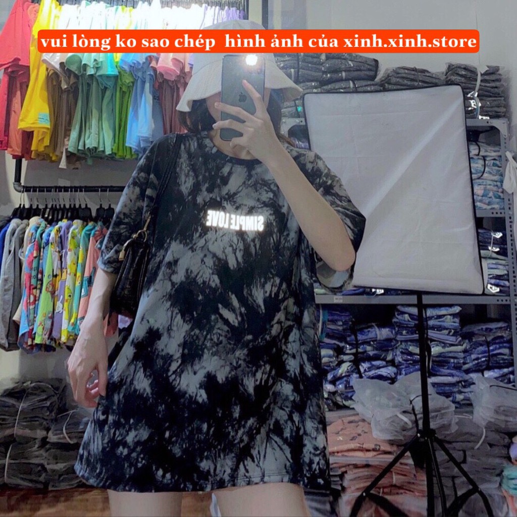 Áo thun loang màu From rộng Tay lỡ Unisex phản quang hình sói cực ngầu | BigBuy360 - bigbuy360.vn