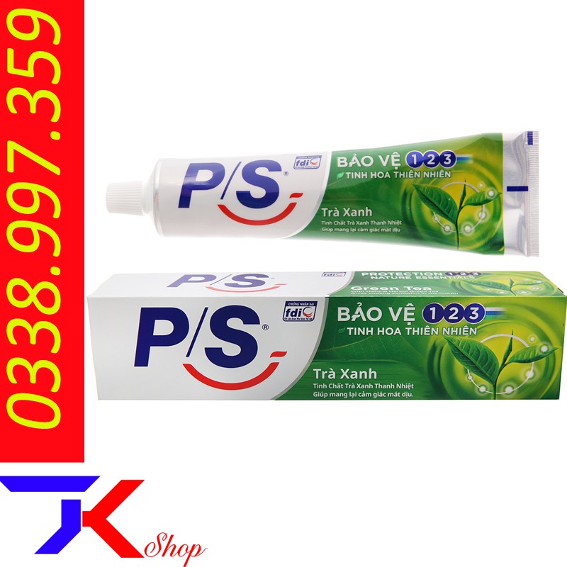 Kem đánh răng P/S bảo vệ 123 trà xanh 190g