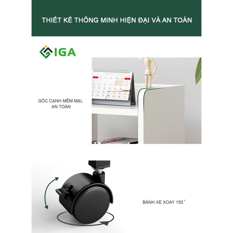 Kệ sách để sàn phù hợp bàn làm việc, kệ đa năng lưu trữ tiện dụng có bánh xe phòng khách- GP173