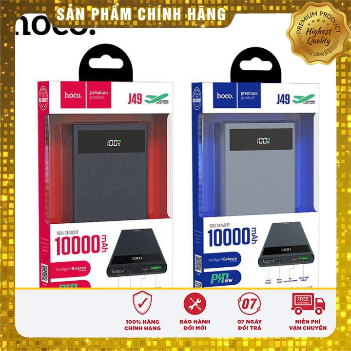 [ Giá siêu rẻ,chính hãng ] PIN Sạc Dự Phòng Hoco J49 Hỗ trợ sạc nhanh QC3.0 - 10.000 mAh - 11 PRO MAX