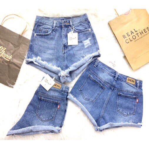 QUẦN SHORT JEAN NỮ XANH NHẠT LỖ 1 BÊN SRTM5