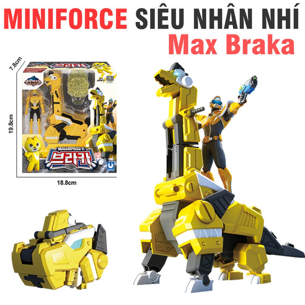 Mô hình siêu nhân nhí Miniforce khủng long Braka Cuồng Phong và Siêu Nhân Max Can Đảm đồ chơi trẻ em