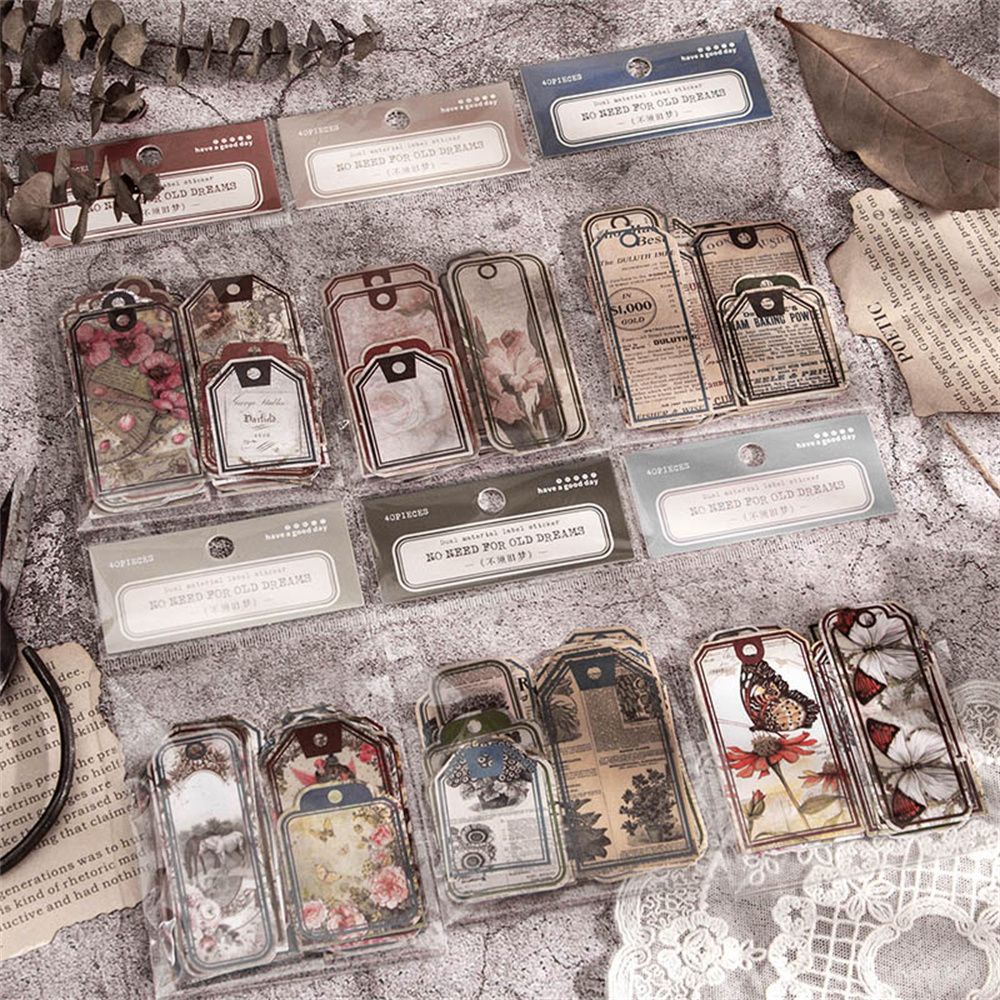 Set 40 Nhãn Dán Trang Trí Sổ Tay/Nhật Ký Hình Bản Đồ Giấc Mơ Cổ Điển DIY