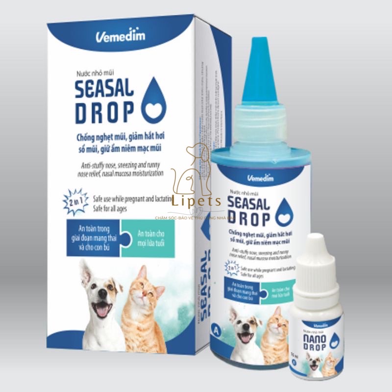 Nước nhỏ mũi Vemedim SEASAL DROP chống nghẹt mũi, giảm hắt hơi, sổ mũi cho chó mèo