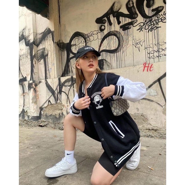 Áo bom ber phối tay KT STRE cúc bấm H2