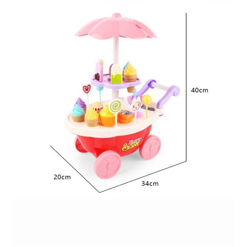 Đồ chơi xe đẩy bán kem cho bé 2 tầng 30 chi tiết