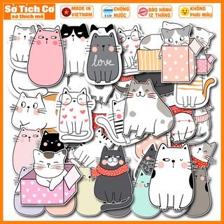 [Bộ 50 Sticker] Cute Cat dán điện thoại, laptop, mũ bảo hiểm, guitar, vali MSP: ST14