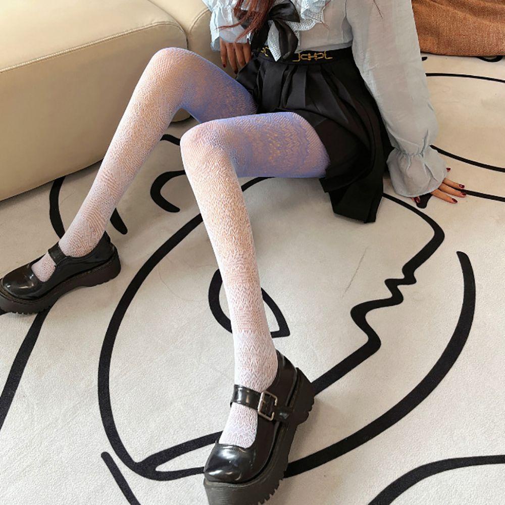 Quần Tất Lưới Nylon Thoáng Khí Dài Đến Đầu Gối Màu Gradient Họa Tiết Gợn Sóng Lolita Hợp Thời Trang