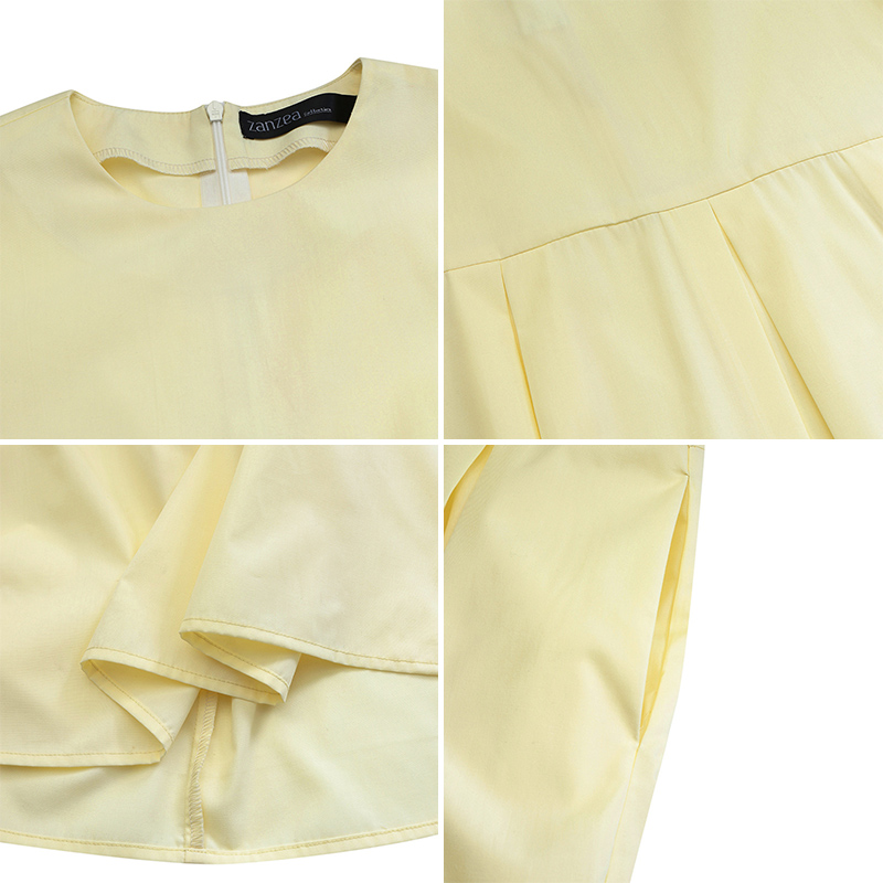 ZANZEA Women Puff Sleeve Side Zipper Pleated Loose Casual Long Dress | BigBuy360 - bigbuy360.vn