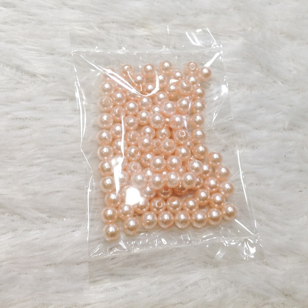 100 cườm trai nhựa size 6mm nhiều màu hạt xỏ vòng dễ thương