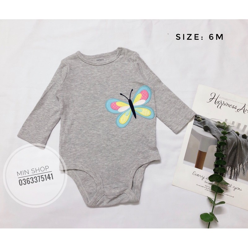 Bodysuit cổ tròn cho bé gái - 6m