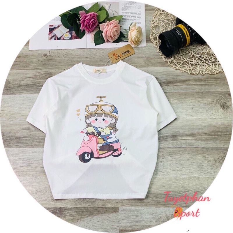 Áo thun cộc tay bé gái siêu dễ thương từ 5–12 tuổi,áo phông tay ngắn trẻ em vải thun cotton co giãn 4C Size từ 24-45 kg