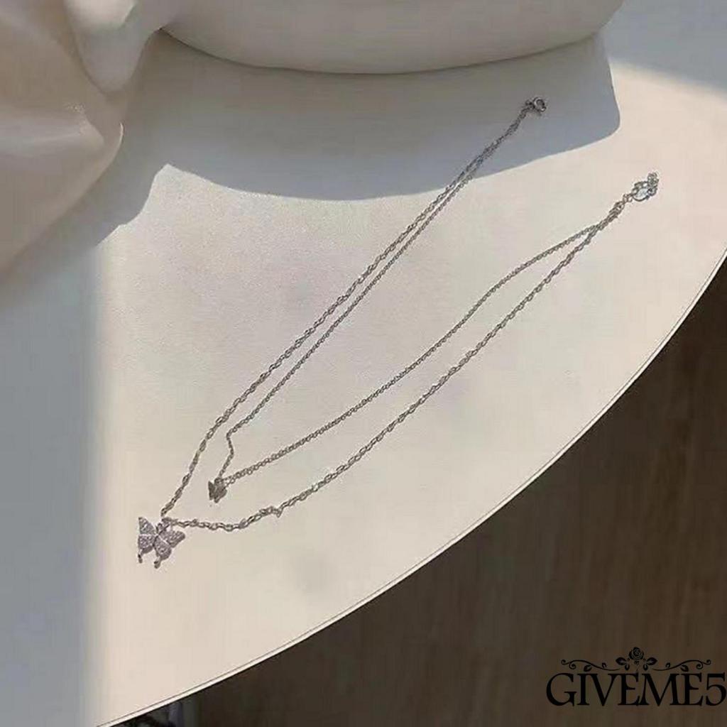 Dây chuyền hai lớp mặt hình bướm đính đá thời trang cho nữ