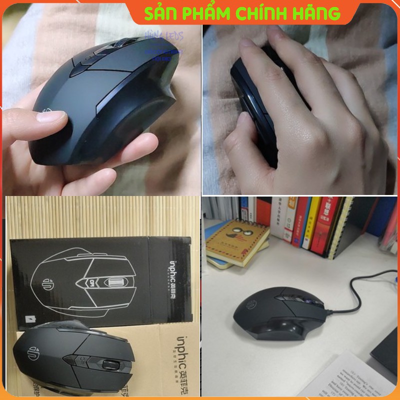 Chuột không dây pin sạc inphic PM6 - Chuột gaming không dây bluetooth cao cấp bấm siêu êm không cần thay pin