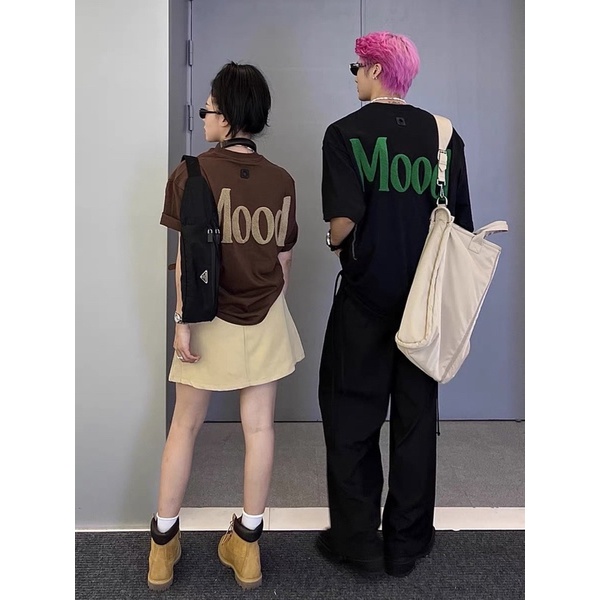 Áo Thun MOOD Thêu Xù Cotton 100% Form Rộng Nam Nữ Unisex