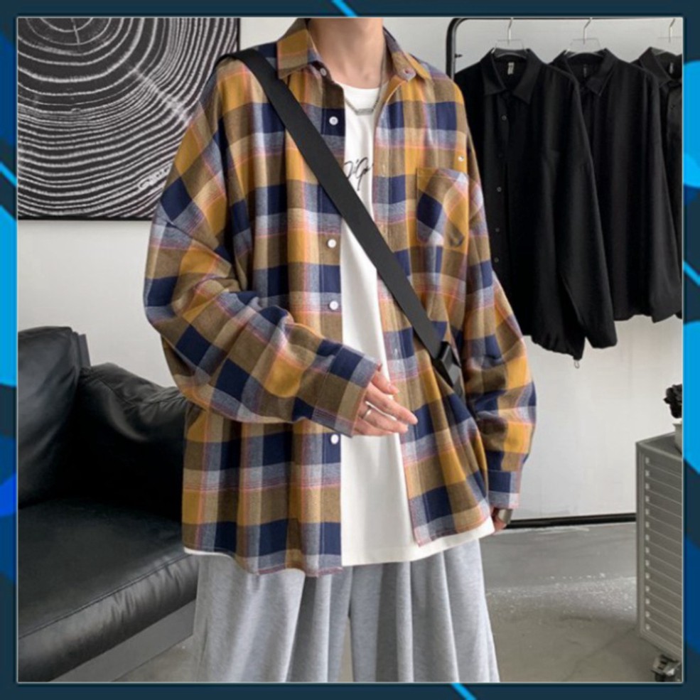 Áo Sơ Mi Caro Oversize Chất Đẹp Siêu Hot🍁 Sơ mi Caro Unisex nam nữ đều mặc được