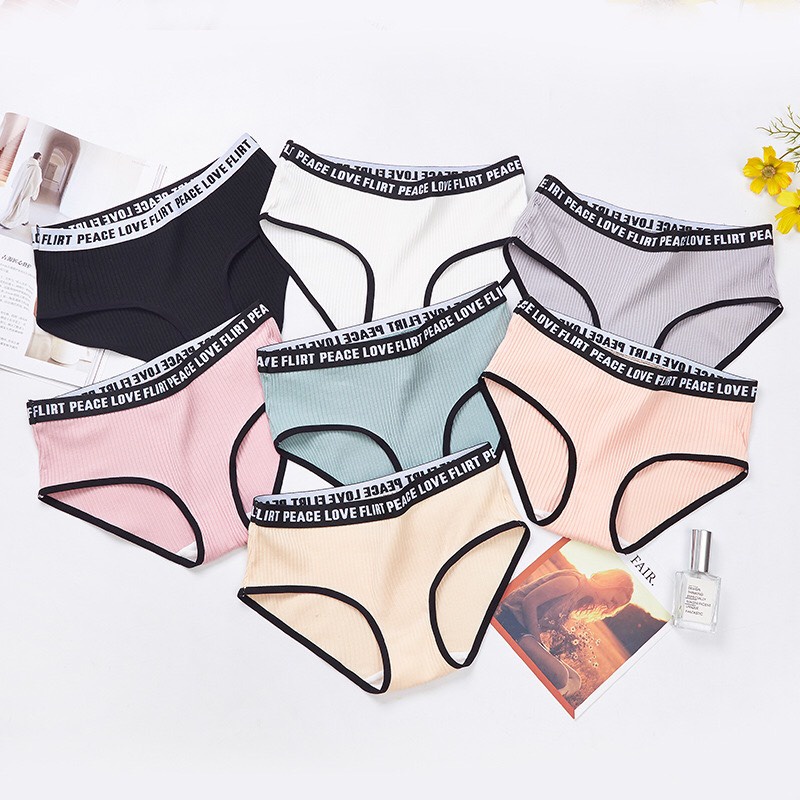Quần Lót Cotton Lưng Thấp Họa Tiết Chữ