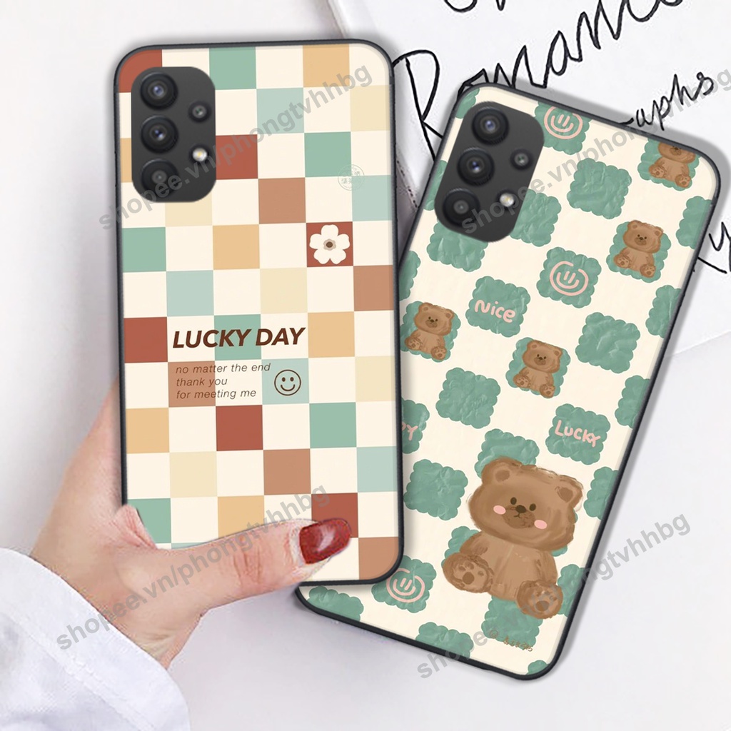 Ốp lưng Samsung A32 / A52 / A72 in mẫu gấu bo viền , smile mặt cười cực cute đẹp