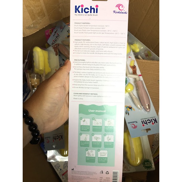 [Chính hãng] Dụng cụ vệ sinh bình sữa bộ cọ bình gồm 2 cây rửa bình sữa và núm ti xốp an toàn