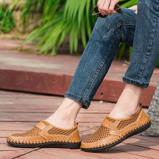 Giày lười chất liệu da thoáng khí cho nam