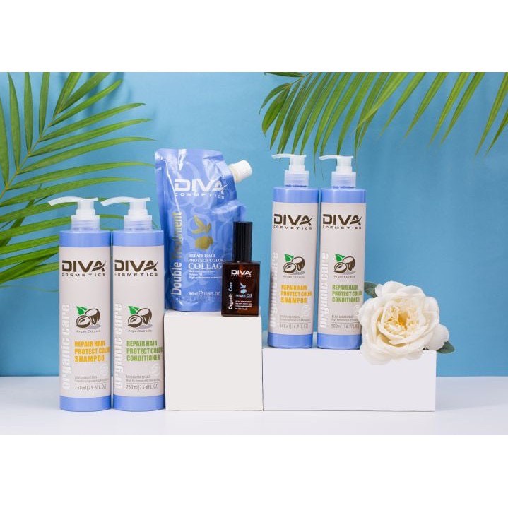 Dầu Gội-Dầu Xả Diva Xanh 750M x2LPhục Hồi Và Giữ Màu Nhuộm Mẫu Mới .