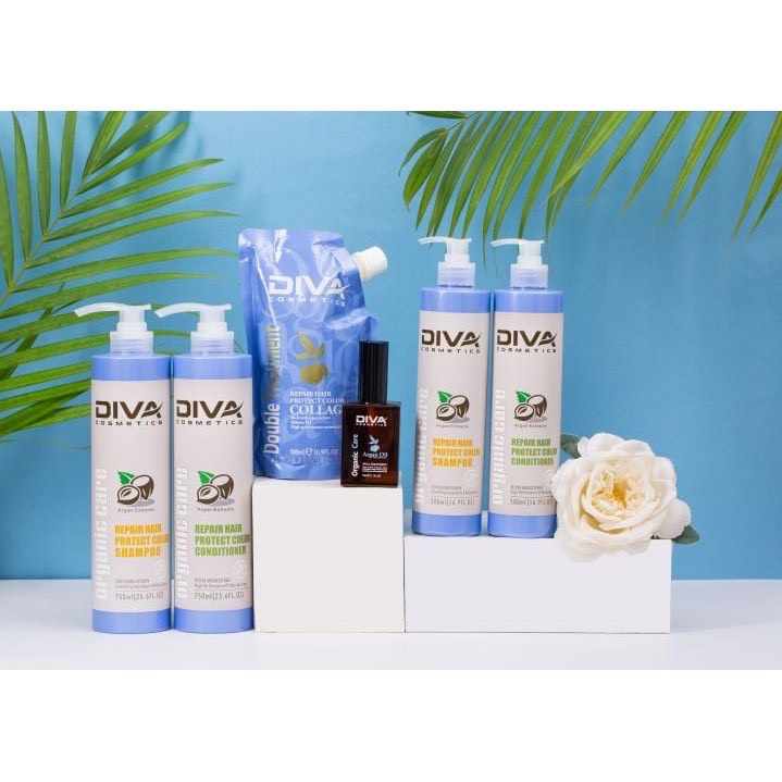 [Chính Hãng] ✅[ Diva-Chính Hãng ] Dầu Gội-Dầu Xả Diva Xanh 750M x2LPhục Hồi Và Giữ Màu Nhuộm Mẫu Mới .