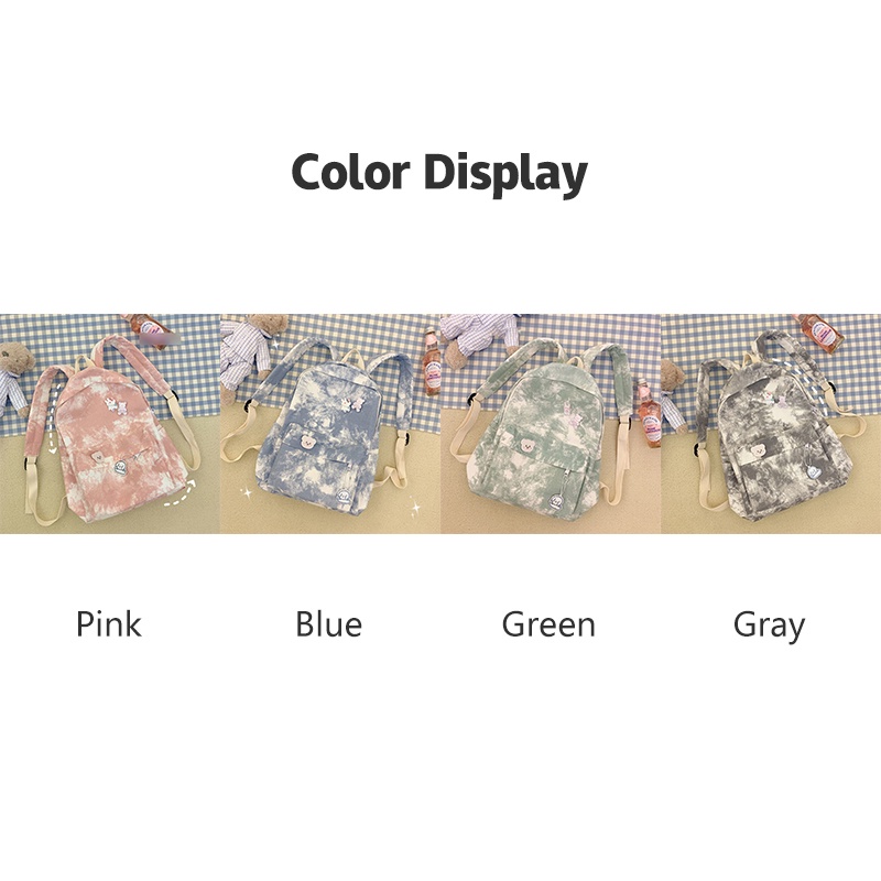 Ba lô Yadou bằng acrylic đeo vai đa năng họa tiết nhuộm màu loang thời trang cho học sinh