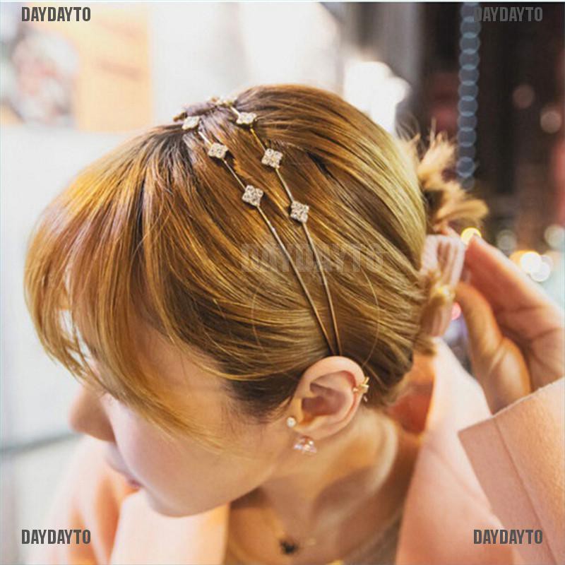 Băng Đô Cài Tóc Bằng Kim Loại Đính Đá Pha Lê Thời Trang 2017 Cho Nữ